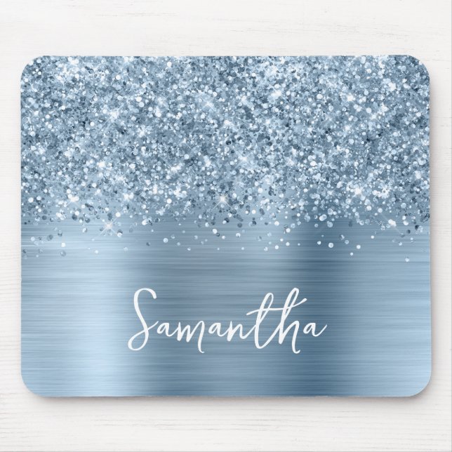 Mousepad Glittery Light Blue Glam Name (Frente)