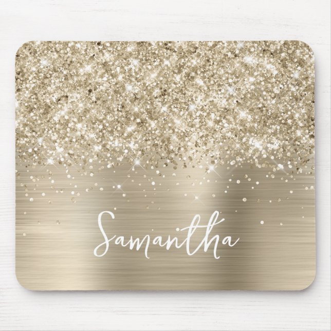 Mousepad Glittery Pale Gold Glam Name (Frente)