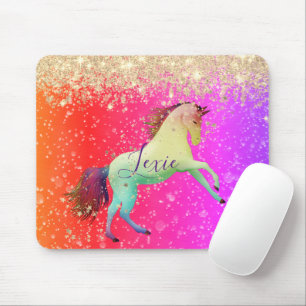 Mousepad Glittery Rainbow Unicorn   