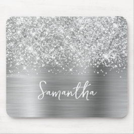 Mousepad Glittery Silver Glam Name