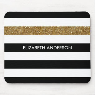 Mousepad Glitz e nome Dourados de FAUX em Black Stripes Mod