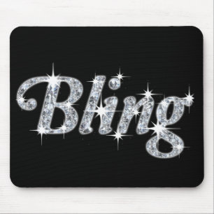 Mousepad Glitz & Glam Faux Diamond Bling Design Black