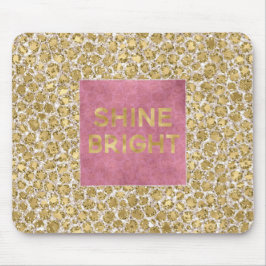 Mousepad Glitzy Glam Dourada Blush Gliter Impressão Leopard