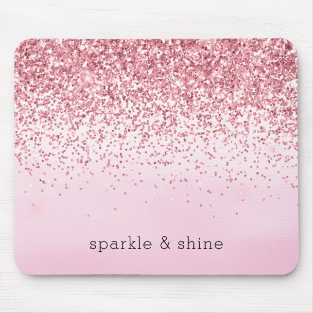 Mousepad Glitzy Sparkle Glitter, Cor de Água Rosa (Frente)
