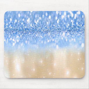 Mousepad Glitzy Trendy Sparkle Blue e Dourada Garota Glitte