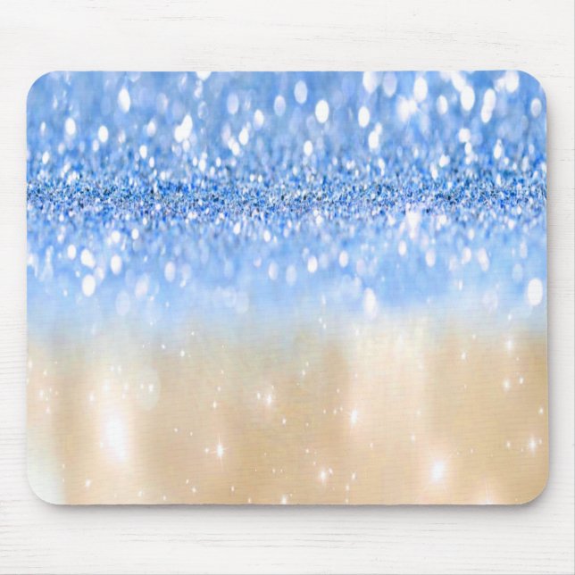 Mousepad Glitzy Trendy Sparkle Blue e Dourada Girly Glitter (Frente)