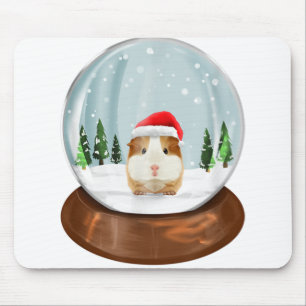 Mousepad Globe de neve do porco da Guiné xmas roupas de nat