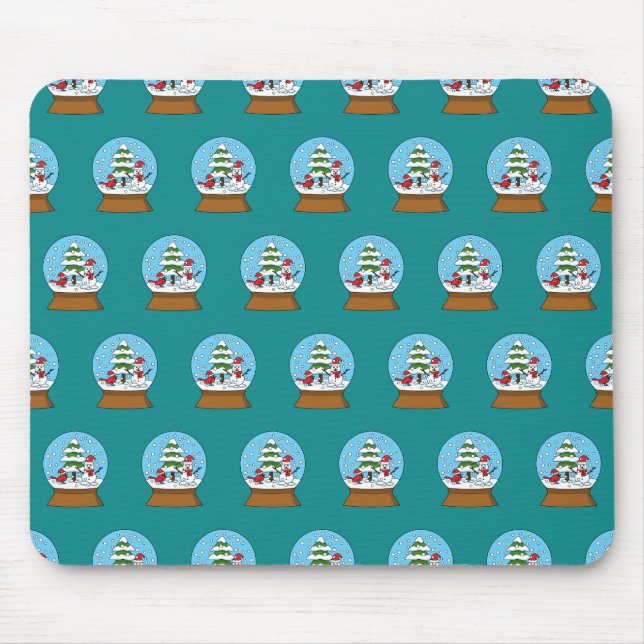Mousepad Globo de Neve com Cardeal Snowman e Pine Tree (Frente)