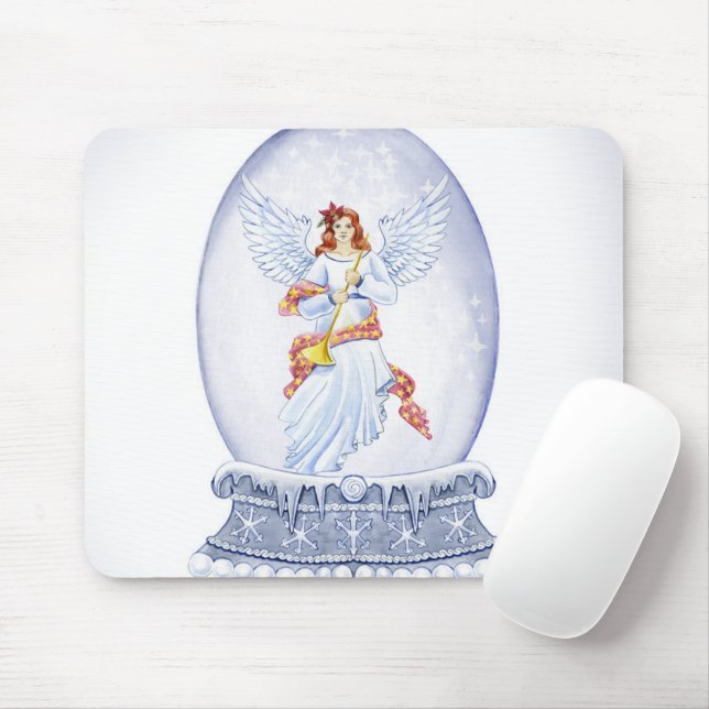 Mousepad Globo de neve com ilustração de anjo (Com mouse)