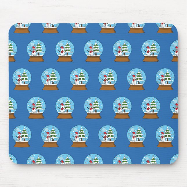 Mousepad Globo de Neve com Snowman e Pine Tree (Frente)