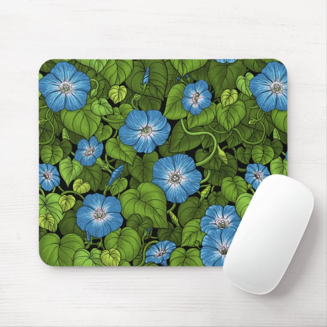 Mousepad Glória da manhã em azul e verde (Com mouse)