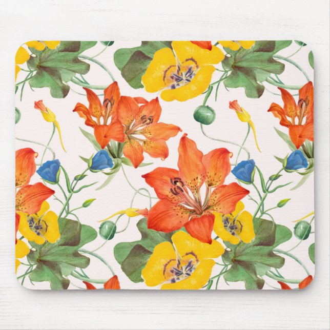 Mousepad Glórias matinais de lírios asiáticos (Frente)
