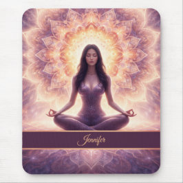 Mousepad Glowing Mandala Meditation Woman Custom Name      