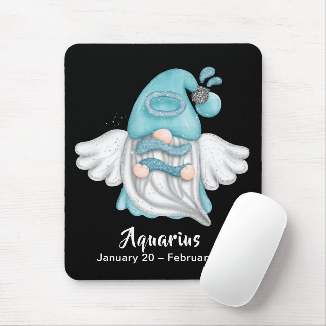 Mousepad Gnome Aquarius - Sinal de Astrologia Angel Mouse P (Com mouse)
