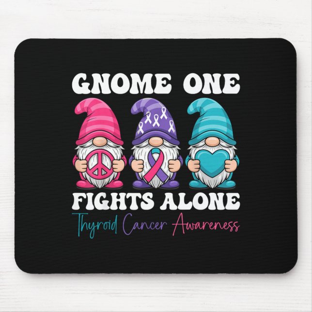 Mousepad Gnome One Fights Alone - Christmas Thyroid Cancer  (Frente)