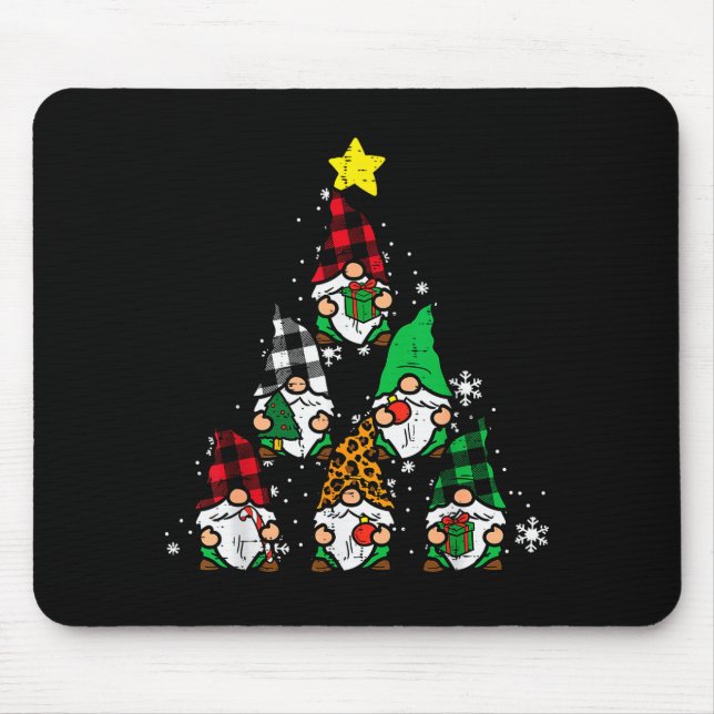 Mousepad Gnomes Christmas Tree Funny Xmas Holidays Men Wome (Frente)