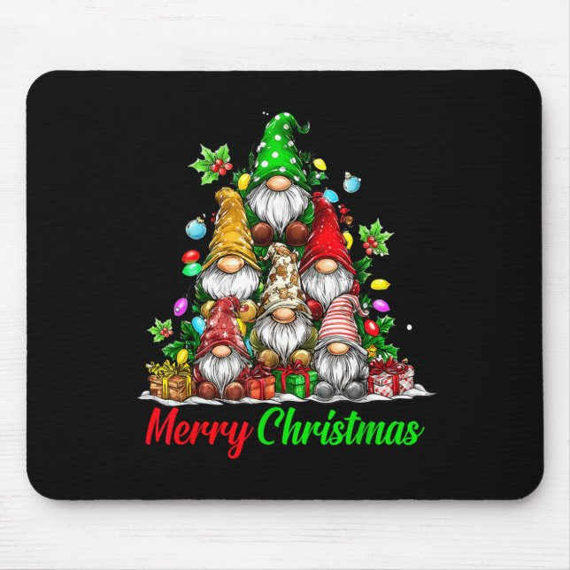 Mousepad Gnomes Christmas Tree Pajamas Funny Gnome Holiday  (Frente)