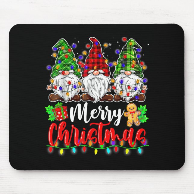 Mousepad Gnomes Merry Christmas Light Gnome Xmas  (Frente)