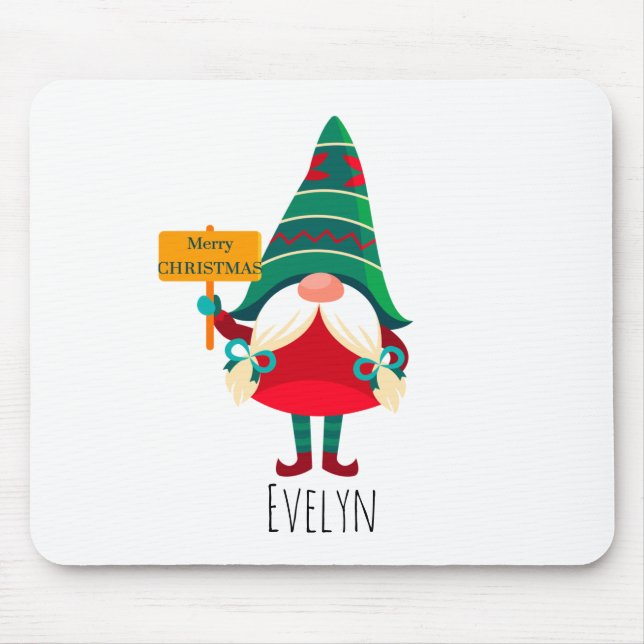Mousepad Gnomo Bonito, Placard com Saudações (Frente)