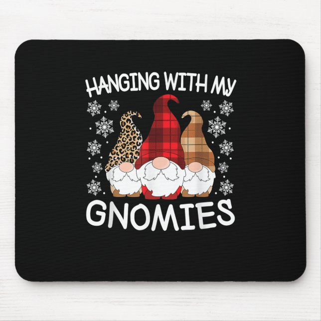 Mousepad Gnomo de Natal Engraçado Com Meus Homens Gnomos (Frente)