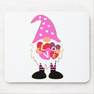 Mousepad Gnomo do Namorados de Coração Cor-de-Rosa de AMO