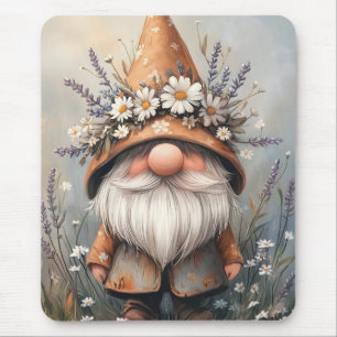 Mousepad Gnomo Flor Whimsical: Arte Por Aquarela Adorável