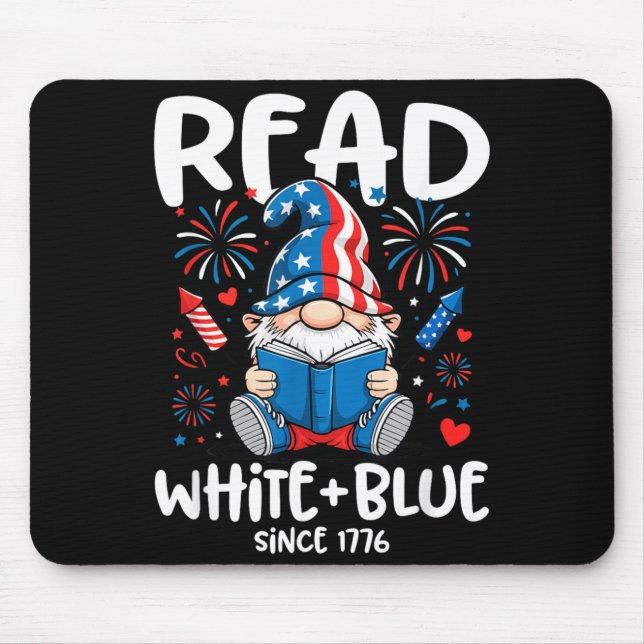 Mousepad Gnomo Fofo Leia Branco Dia da Independência Azul (Frente)