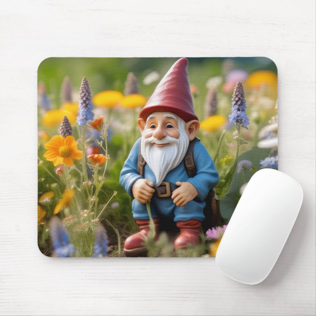 Mousepad Gnomo No Jardim De Verão (Com mouse)