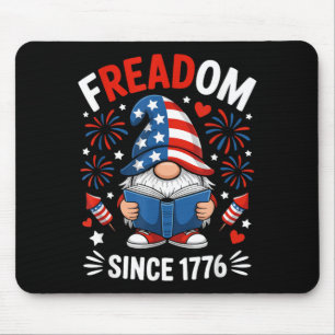 Mousepad Gnomo Patriótico Amante de Livros 4 de Julho Dia d