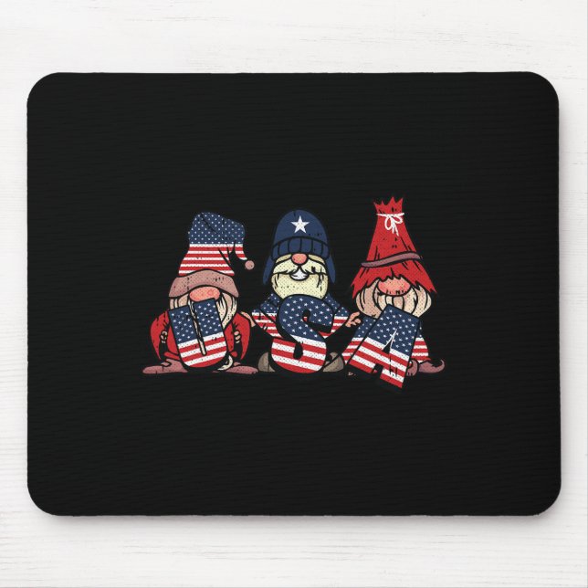 Mousepad Gnomo Usa 4 De Julho De Bandeira Americana Custa I (Frente)