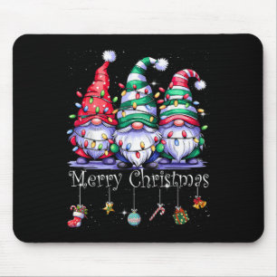 Mousepad Gnomos Cons Felizes Família Luz de Natal Gnomo Xma