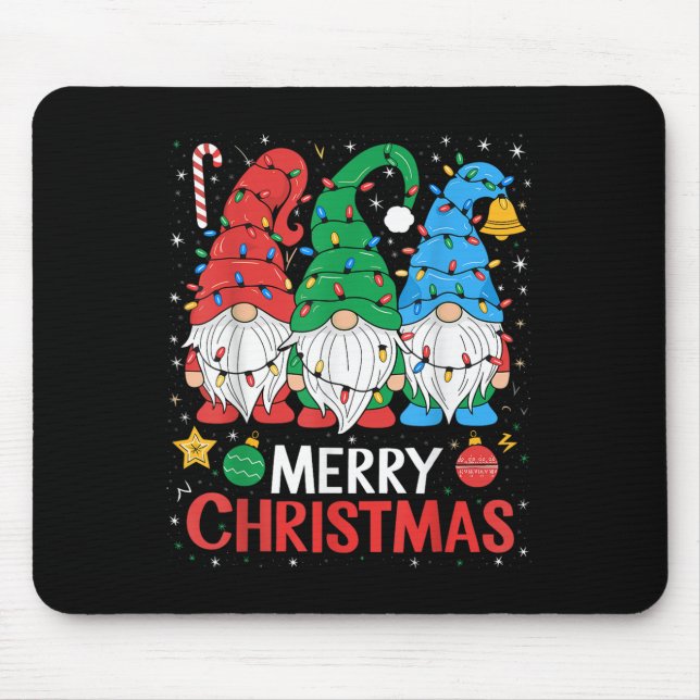Mousepad Gnomos Feliz Natal Família Luz Gnomo Xmas Mat (Frente)