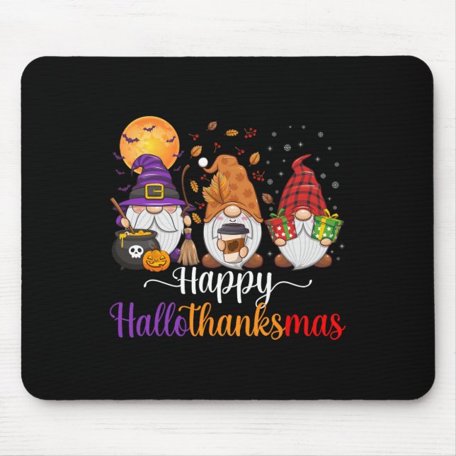 Mousepad Gnomos Halloween Dia de Ação de Graças Feliz Hall (Frente)