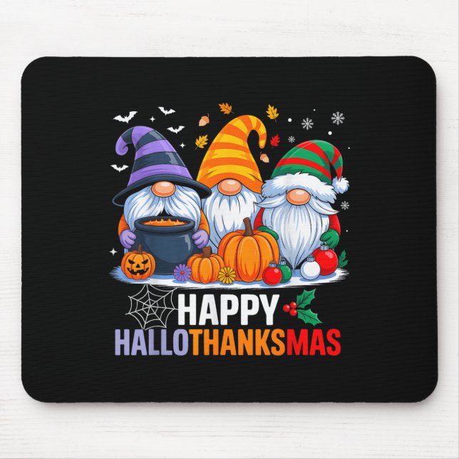 Mousepad Gnomos Halloween Dia de Ação de Graças Feliz Hall (Frente)