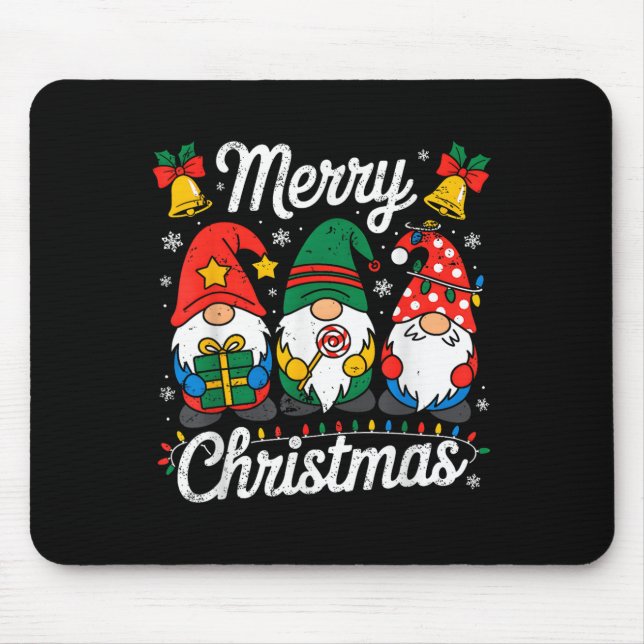 Mousepad Gnomos Xmas Engraçado Feliz Natal Gnomos Mulheres (Frente)