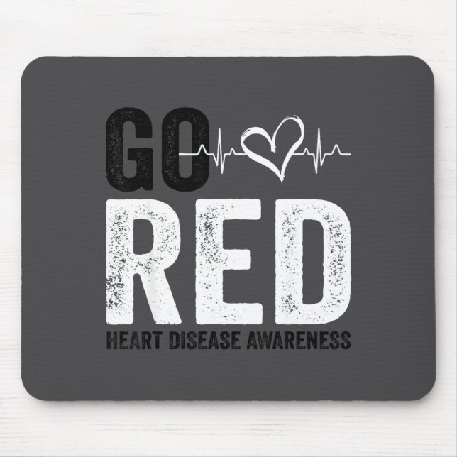 Mousepad Go Red For Women American Heart Disease Month Awar (Frente)