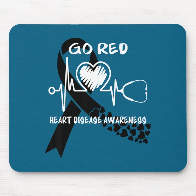 Mousepad Go Red Heart Disease Awareness Month  (Frente)
