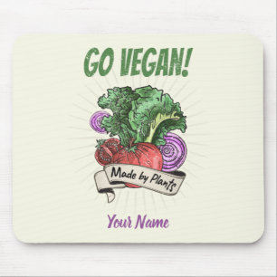 Mousepad Go Vegan Made by Plant Veggie vegetarianos