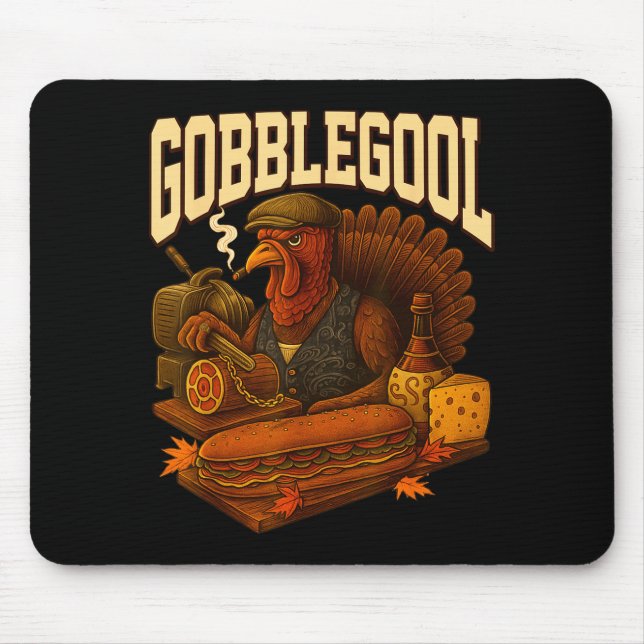 Mousepad Gobbol Turkey Gobble Gool Thanksgiving Retro  (Frente)