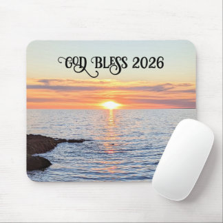 Mousepad God Bless 2026 New Year Golden Sunset Photo