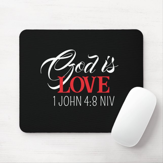 Mousepad God is Love Black and Red Bible Verse Faith (Com mouse)
