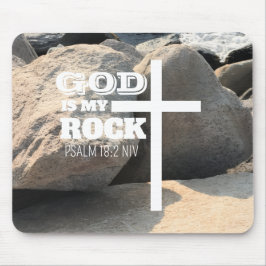 Mousepad God is My Rock Bible Verse White Cross Christian
