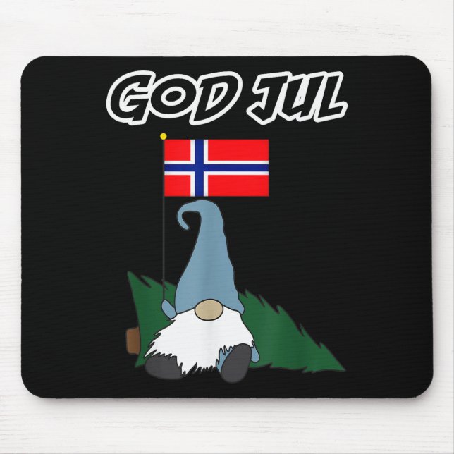 Mousepad God Jul Norwegian Gnome Merry Christmas Norway Tee (Frente)