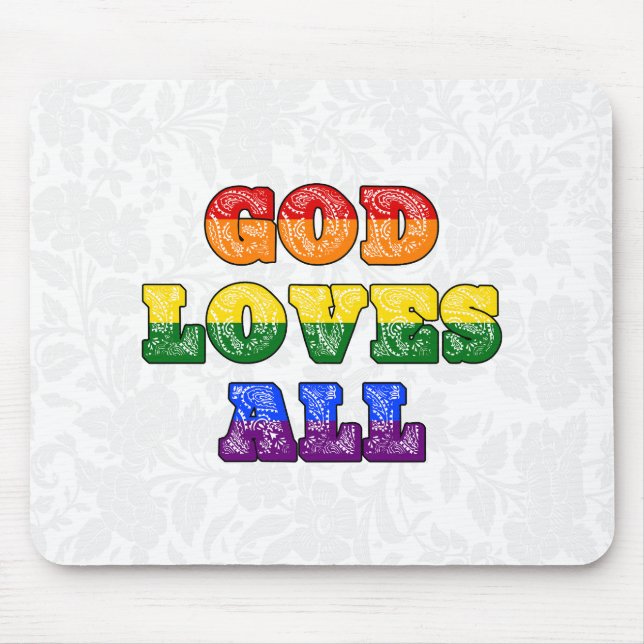 Mousepad "God Loves All" Gay/LGBTQIA+/Queer Christian Pride (Frente)