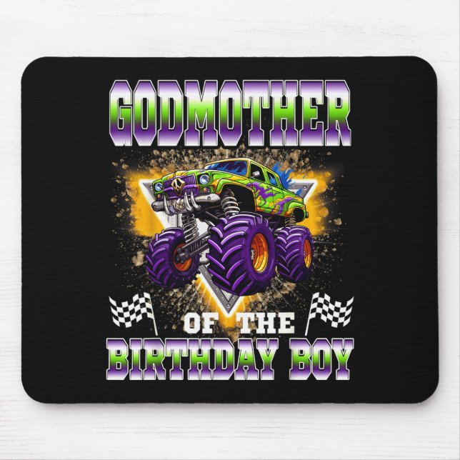 Mousepad Godmother Of The Birthday Boy Monster Truck Birthd (Frente)