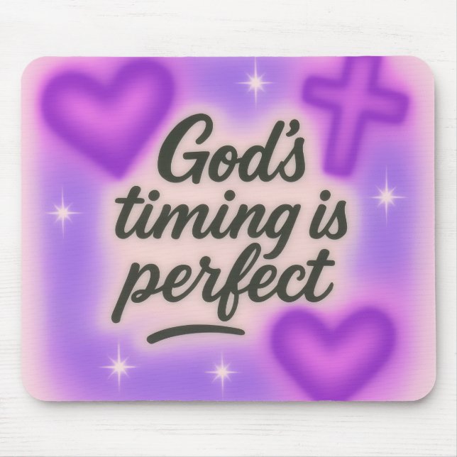 Mousepad God's timing trust purple y2k christian faith (Frente)