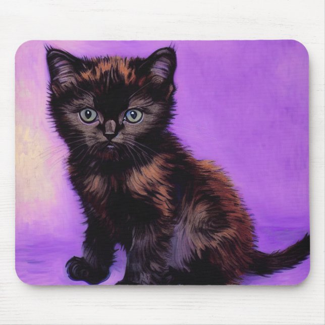 Mousepad Gogh Style Purple Cat (Frente)