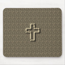 Mousepad Gold-CROSS-Christian-Faith_Churches_Taupe
