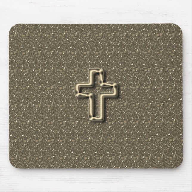 Mousepad Gold-CROSS-Christian-Faith_Churches_Taupe (Frente)