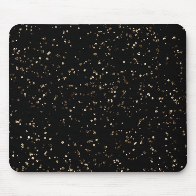Mousepad Gold Glitter Dust on Black (Frente)